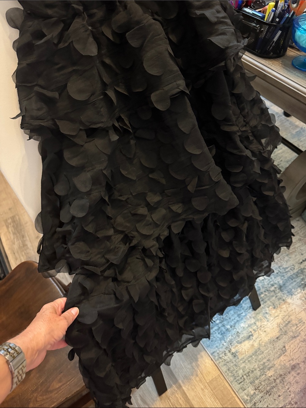Arose Studio Women’s Black Ruffle 3 Tiered Party Dress - Picture 4 of 7